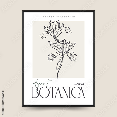 Elegant Botanical abstract wall arts. Floral vector poster collection.