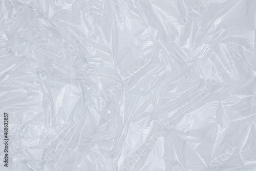 Plastic transparent cellophane background. White texture background