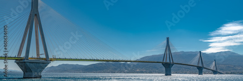 Panorama of the cable-stayed bridge in Patras