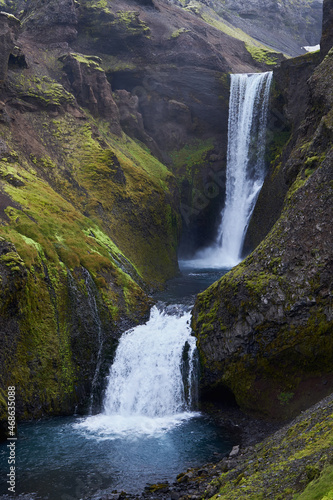 Two Waterfalls   Landmannalaugar National Park  Iceland