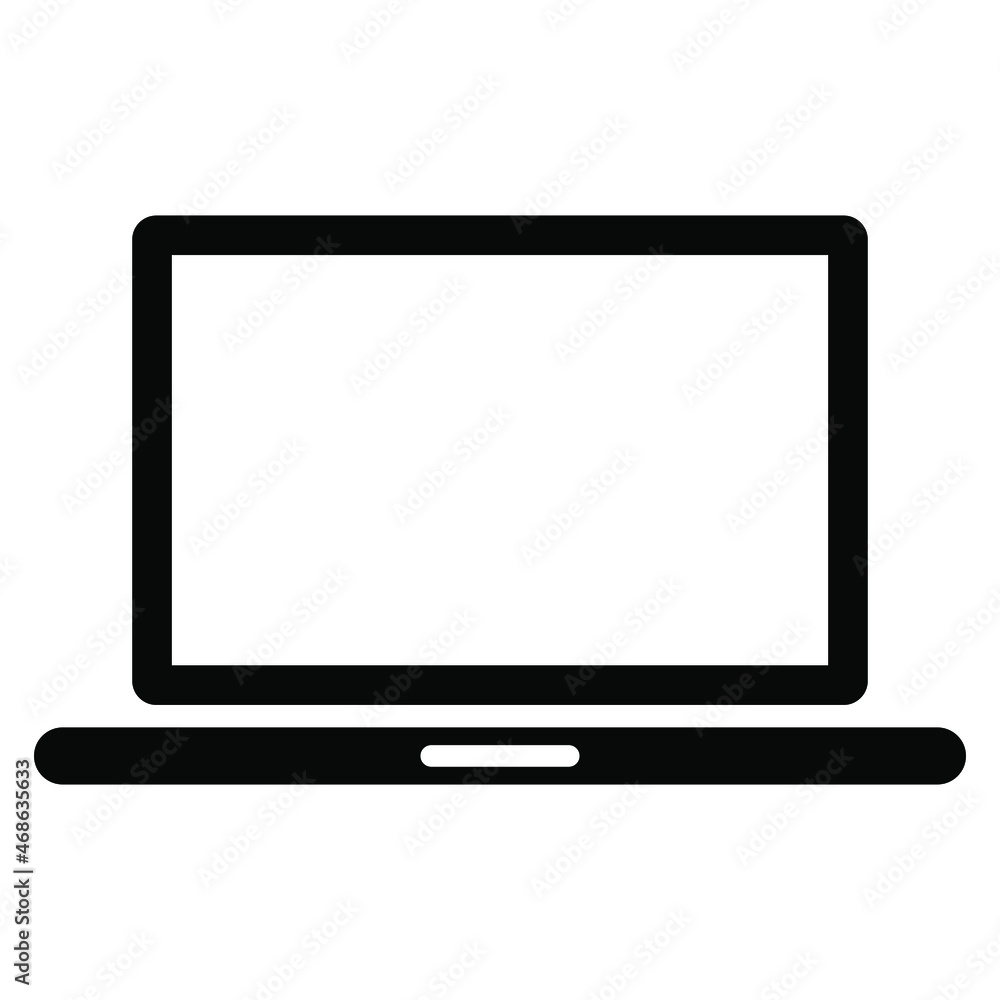 Laptop icon vector with blank screen. Laptop icon vector with blank screen.