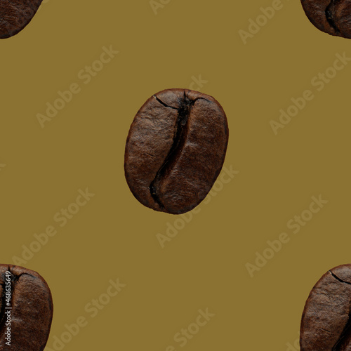 coffee bean on a brown background. Seamless pattern.