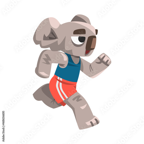 Koala Bear in Sportswear Running or Jogging Doing Sport Vector Illustration
