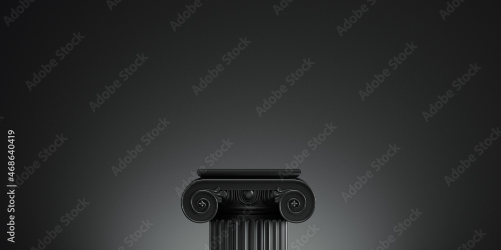 Classic luxury abstract black podium cosmetic background for branding and product presentation.3d rendering illustration. - obrazy, fototapety, plakaty 
