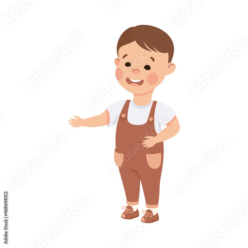 Little Boy Reaching Hand Supporting and Comforting Someone Vector Illustration