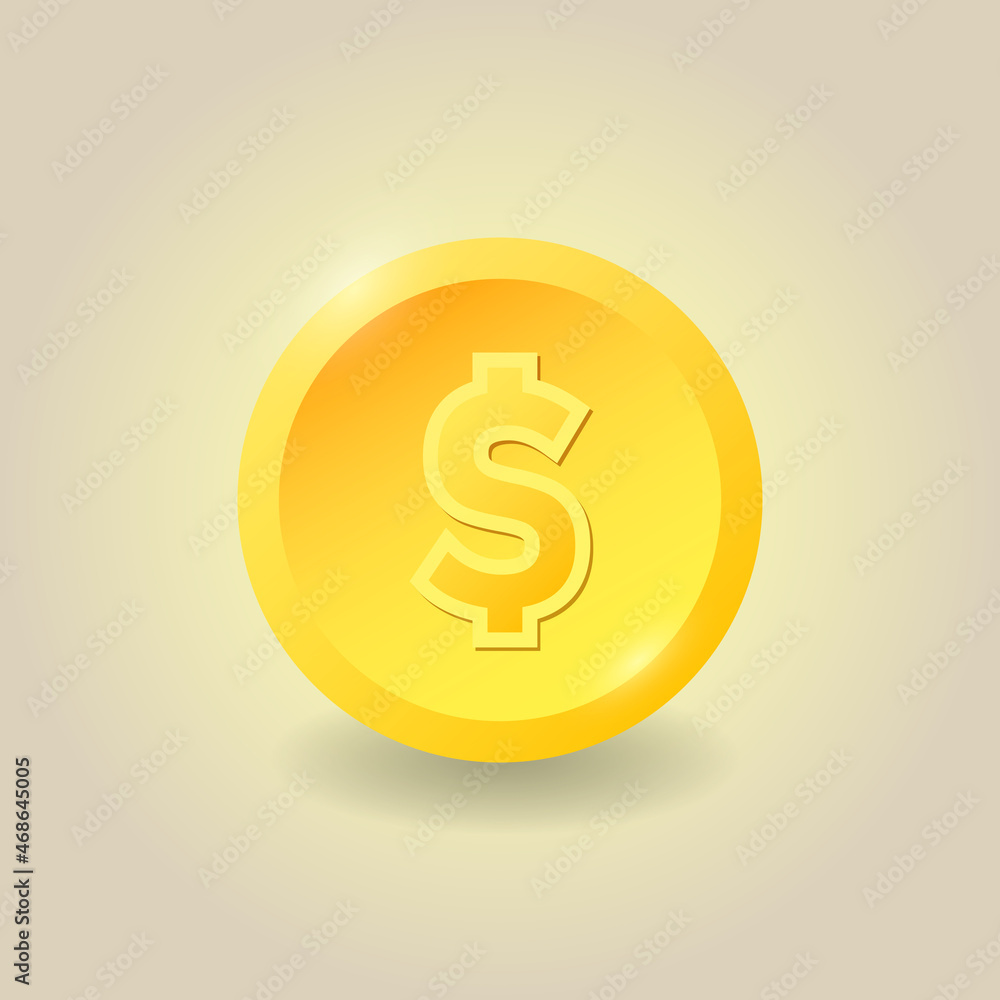 Gold dollar coin. Finance sign concept for websites, web design, mobile app, infographics. Vector illustration. Gold dollar coin. Finance sign concept for websites, web design, mobile app, infographics. Vector illustration.