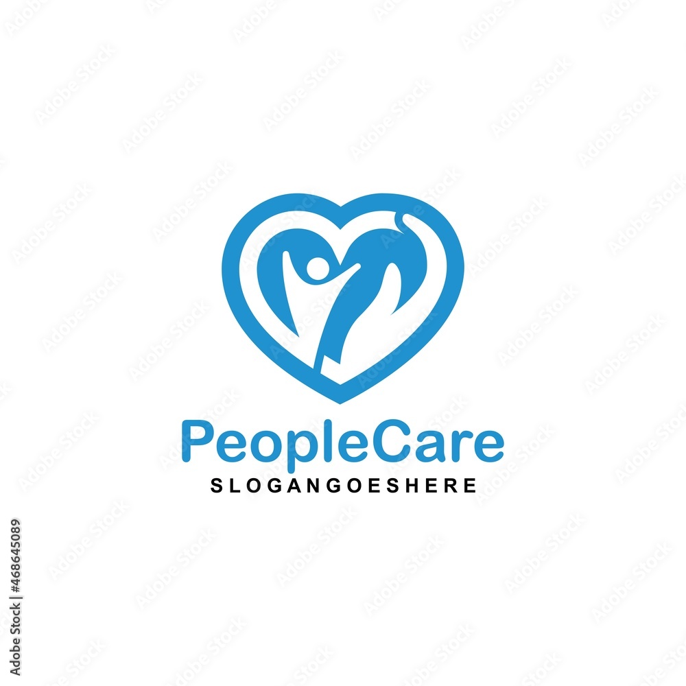 People Care Heart Shaped Logo Design Template. Symbol of care for fellow human beings, solidarity human concept vector illustration, humanitarian activities