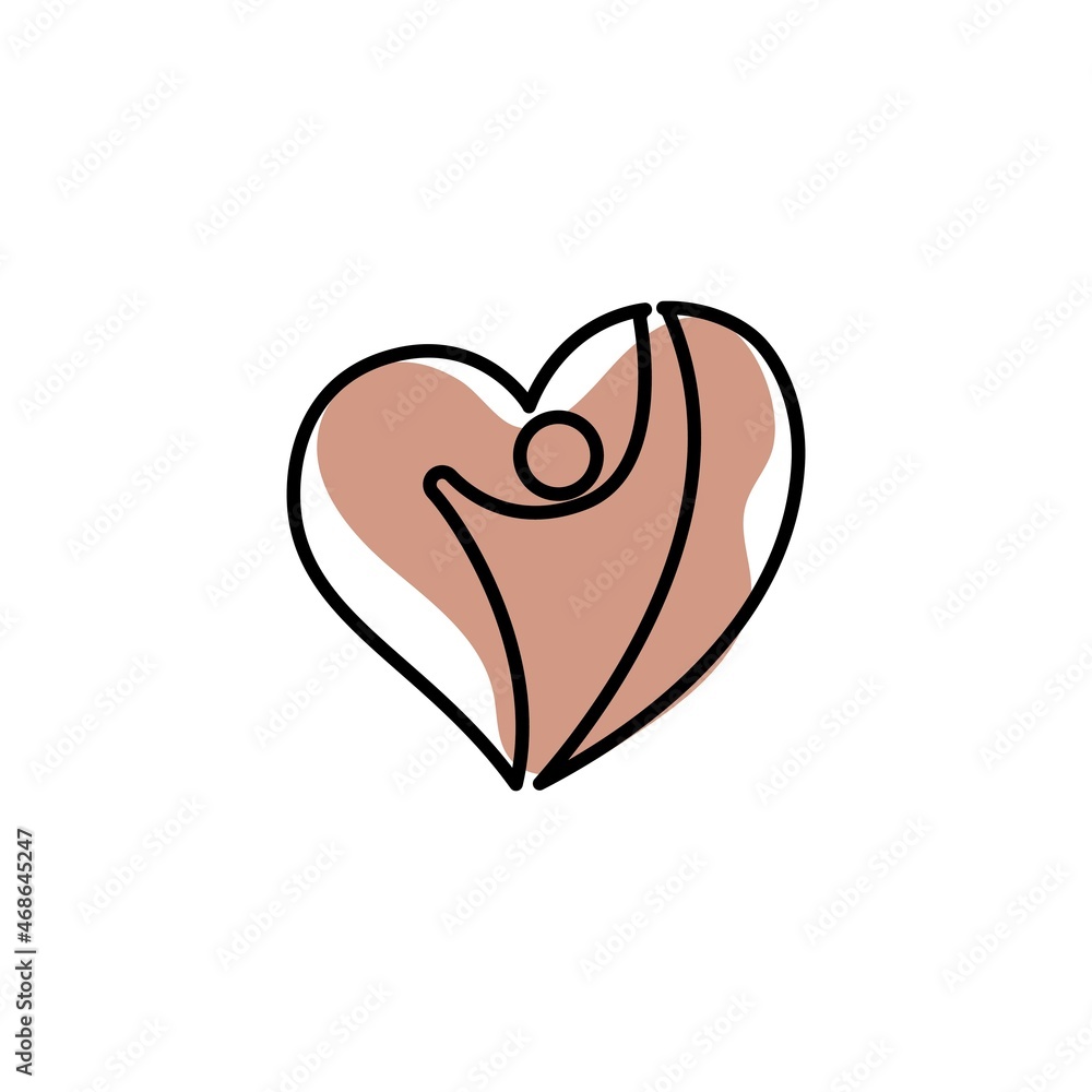 People Care Heart Shaped Logo Design Template. Symbol of care for fellow human beings, solidarity human concept vector illustration, humanitarian activities People Care Heart Shaped Logo Design Template. Symbol of care for fellow human beings, solidarity human concept vector illustration, humanitarian activities