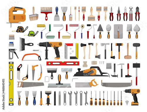 Construction tools set. Electrical and hand tools for repair.