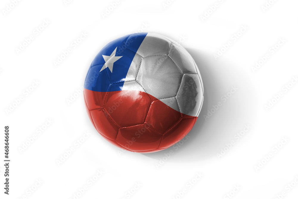 realistic football ball with colorfull national flag of chile on the white background.