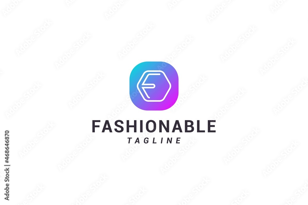 Letter F creative colourful line art modern logo Letter F creative colourful line art modern logo