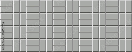 Subway tile seamless pattern. Vector abstract background with geometric shapes. Grey ceramic tile for kitchen or bathroom. Realistic grey wall brick texture in the Parisian metro.