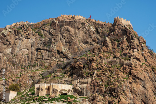 Ancient historic castle in Afyon Karahisar, Turkey photo