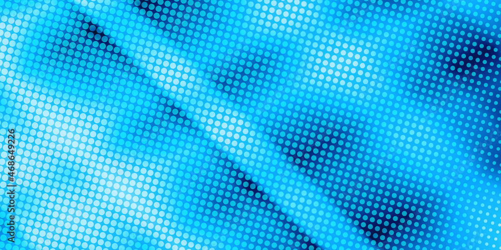Naklejka premium 90-s style. Creative illustration in halftone style with blue gradient. Abstract colorful geometric background. Pattern for wallpaper, web page, textures