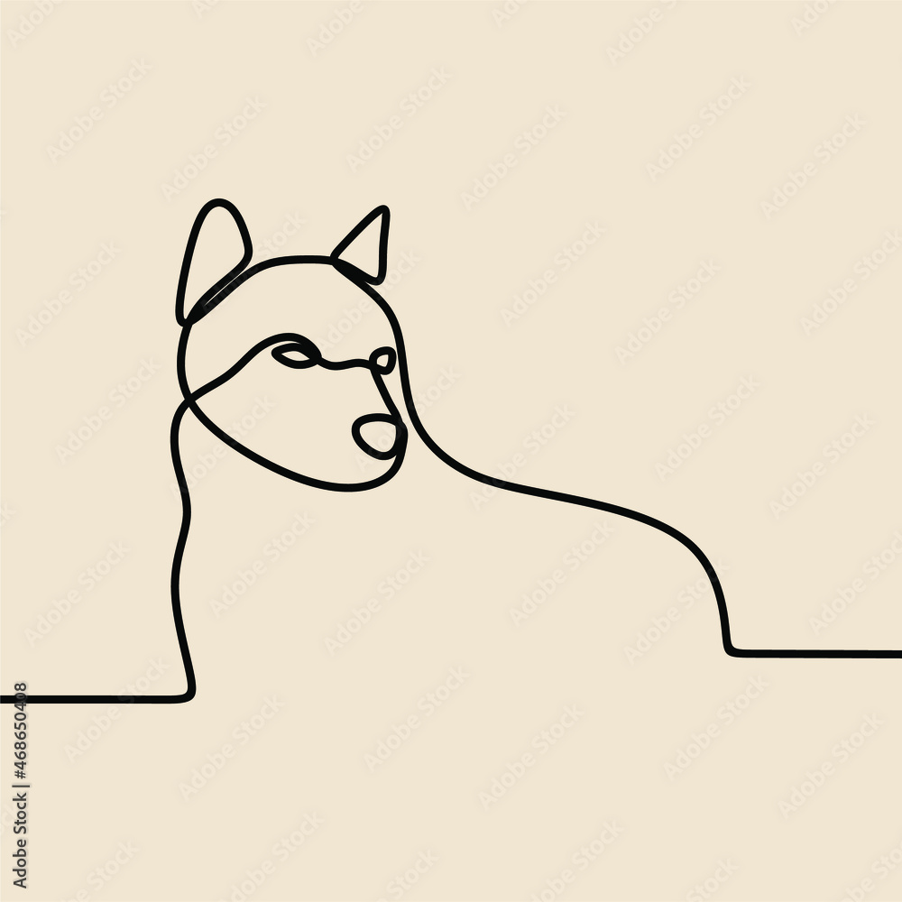 dog pet animal oneline continuous line art