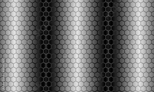 Hexagonal stainless steel background, honeycomb abstract geometric pattern. Grey hexagon carbon fiber texture. Vector illustration