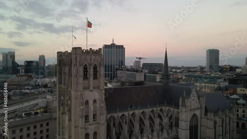Parallax of Cathedral of St. Michael and St. Gudula Brussels photo