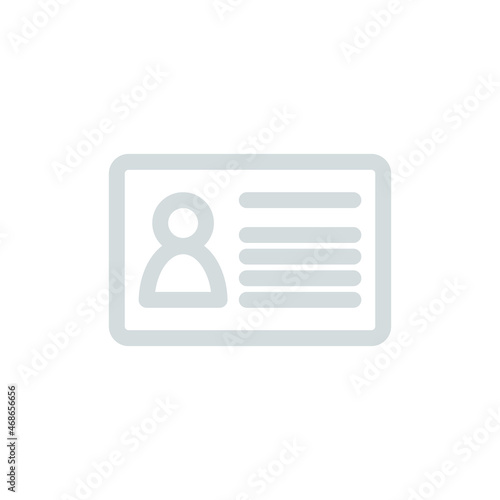 Translucent gray ID card icon. A minimalistic image of a document of a person with a photograph and description. Vector fully editable isolated illustration on white background.