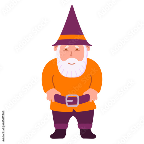  Halloween gnome beard ,hat .Trick or treat. Vector flat illustration.Isolated on white background.