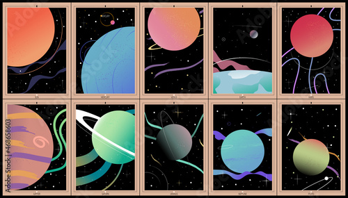 Planet icon set. Trendy vector illustration. Wallpaper.