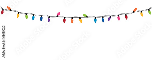 colorful fairy lights for christmas birthday and party isolated on white background