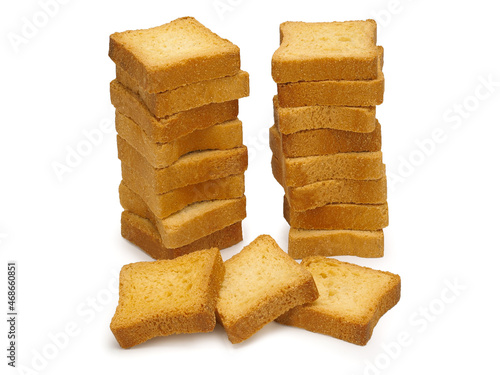 Slices of toasted bread isolated on white