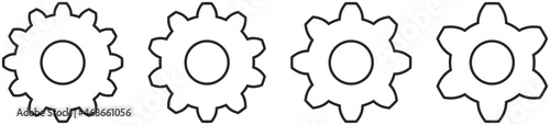Zahnrad Kontur Symbol in schwarz als vektor. Isolierter weißer Hintergrund.