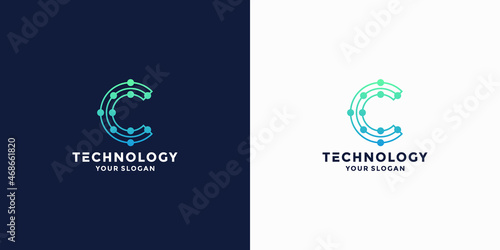 creative letter C logo design for technology