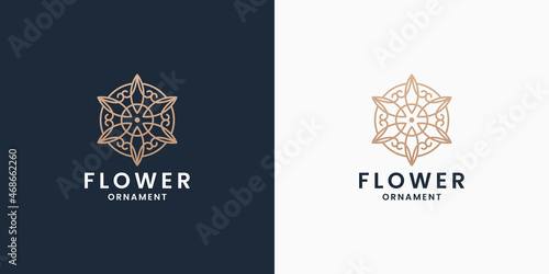 monogram flower logo design. flower line ornament logo.