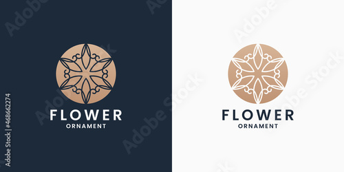 golden flower ornament logo design vector