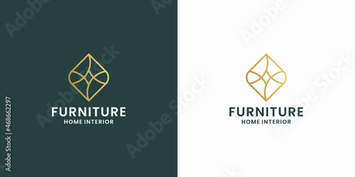 abstract furniture logo design monogram.