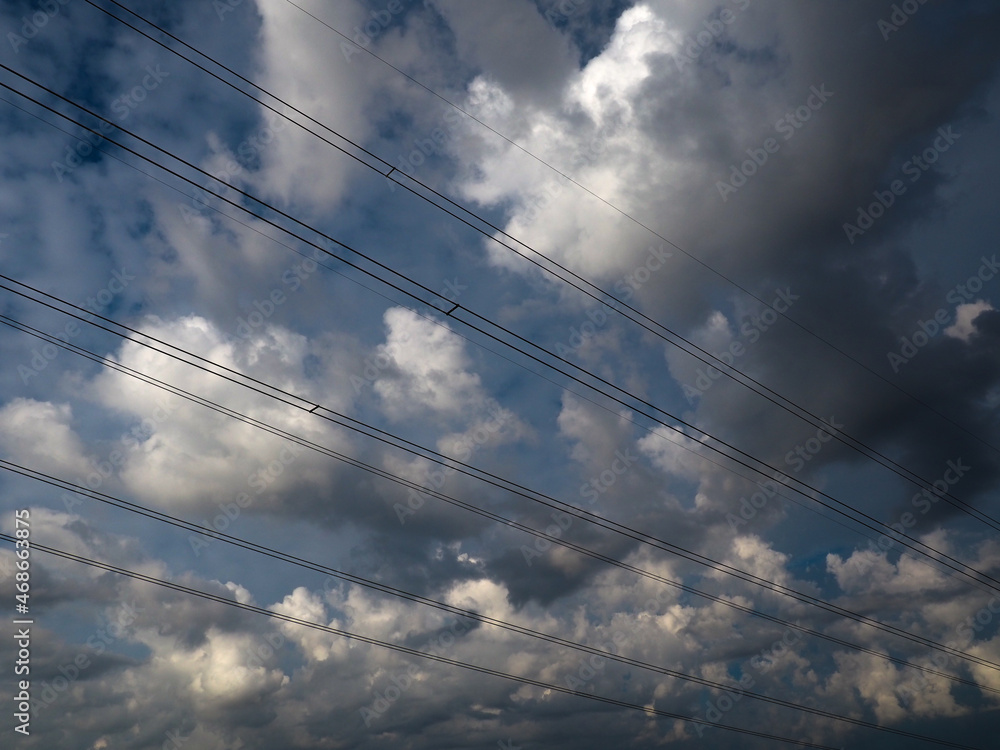 clouds over the sky with powerlines 