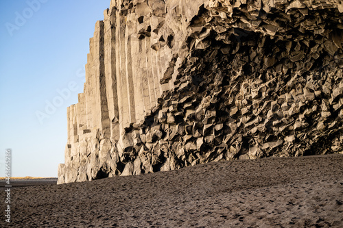 Halsanefshellir Cave in Iceland, basalt rock cave photo