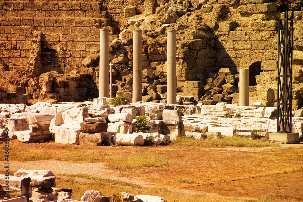 ancient ruins of the city of Side Turkey
