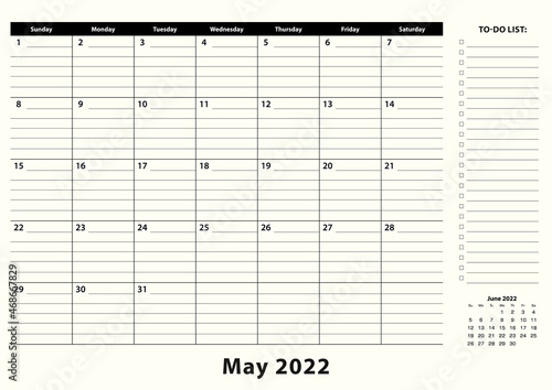 May 2022 Monthly Business Desk Pad Calendar.