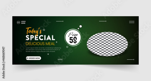 Food Restaurant Social media Facebook cover banner template for Healthy food menu promotion social media Facebook cover banner promotion template