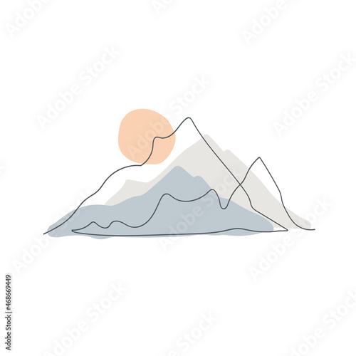 Stylish silhouette of the mountains. Isolated on a white background.