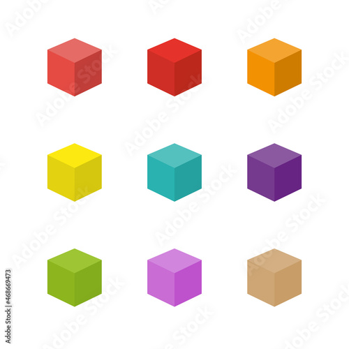 Set of volumetric cubes of squares.