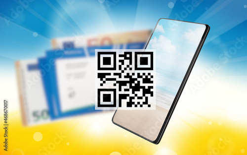 a QR-Code over a smart phon...