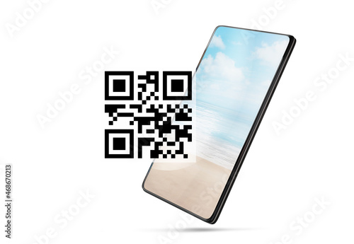 mobile phone with beach bac...