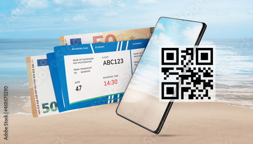 a QR-Code over a smart phon...