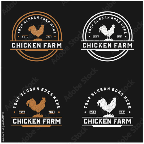 Vintage retro chicken farm logo Premium Vector