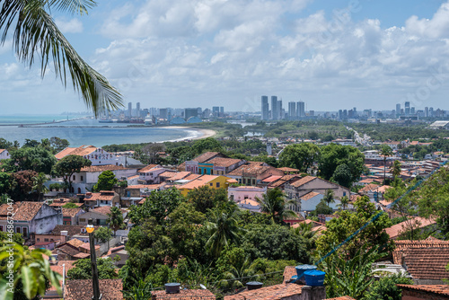 View of Recife skyline along the beach from Olinda Portuguese colony town, Recife, Brazil. photo