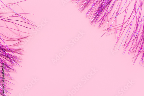 Trending pink christmas background this space for your text. flat lay, top view, copy space