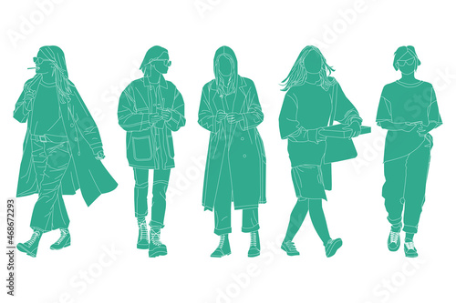 Vector illustration of fashionable women bundle 