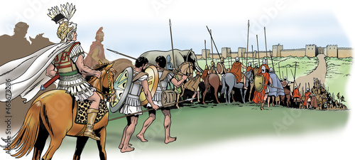 Ancient Rome - Pyrrhus reaches Taras with a considerable army, composed of Epirote troops, but also Molossians, Tesproti, Caoni, Ambracioti, Macedonians and Thessalian knights photo
