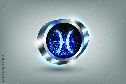 Zodiac sign in the window against the background of the starry sky. Astrological symbolism.