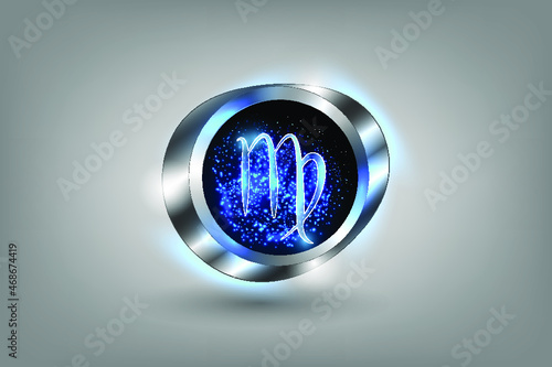 Zodiac sign in the window against the background of the starry sky. Astrological symbolism.