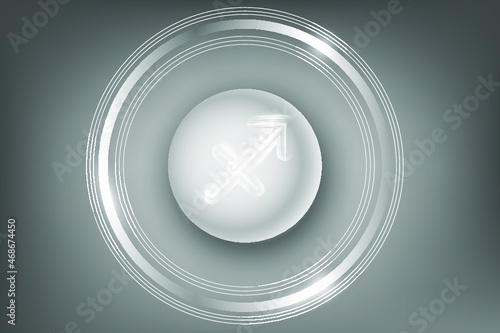 Glowing Zodiac Sign on a white button. Astrological symbolism.