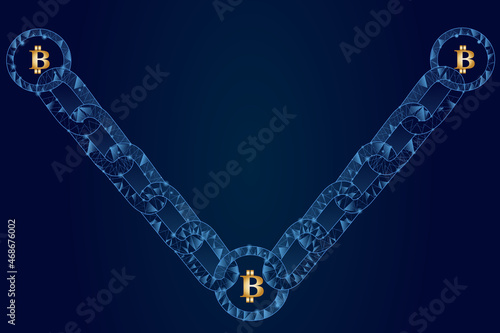 Blockchain - bitcoin software platform isolated on background. Bitcoin blockchain for digital asset, financial system and presentation material. Bitcoin blockchain vector illustration	
